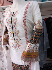 White Premium Cotton and 3PC Shalwar Kameez Ready to wear SS3233