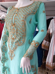 Mint Premium Chiffon 3PC Shalwar Kameez Gharara Suit SS3247