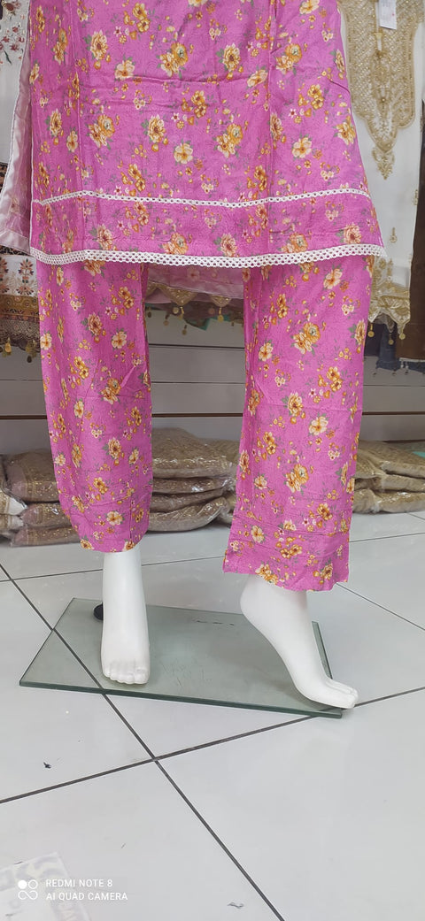 Pink Linen Shalwar Kameez Dress SS3256
