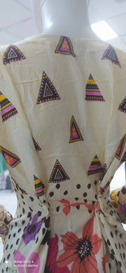 Cream Pink Linen Shalwar Kameez Dress SS3257
