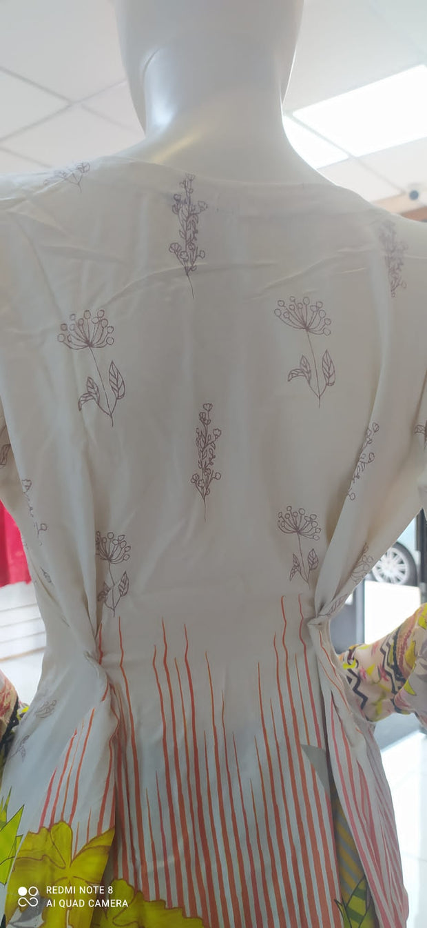 Cream Linen Shalwar Kameez Dress SS3259