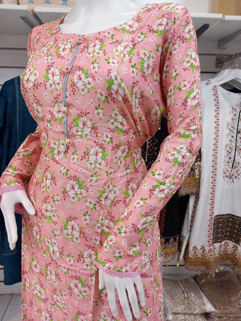 Peach Linen Shalwar Kameez Dress SS3271