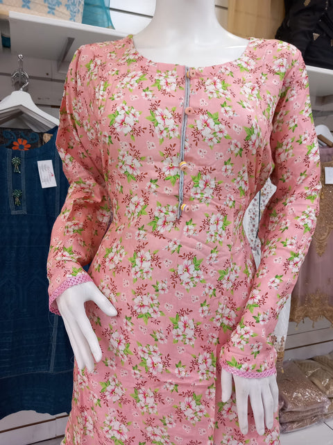 Peach Linen Shalwar Kameez Dress SS3271