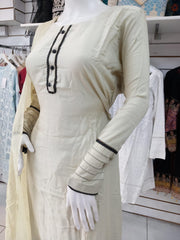 Cream Linen Shalwar Kameez Dress SS3276