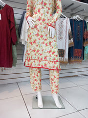Cream Linen Shalwar Kameez Dress SS3290
