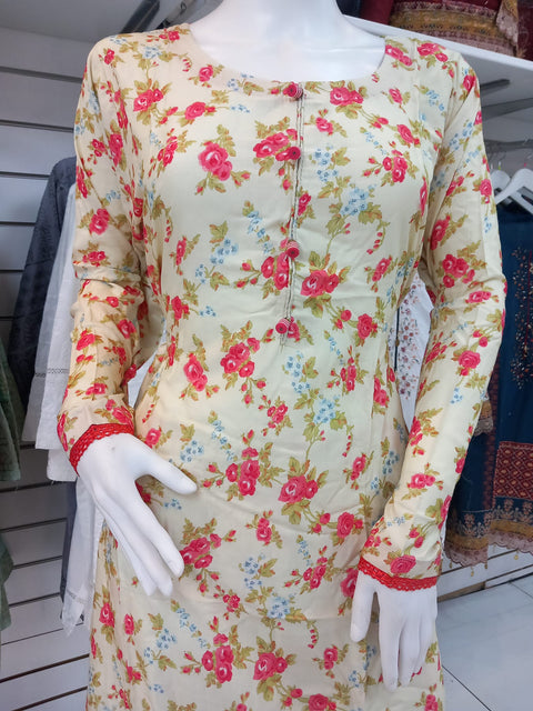Cream Linen Shalwar Kameez Dress SS3290