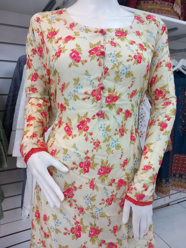 Cream Linen Shalwar Kameez Dress SS3290