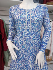 Peplum Dress Blue Linen Shalwar Kameez Dress SS3288