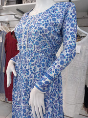 Peplum Dress Blue Linen Shalwar Kameez Dress SS3288
