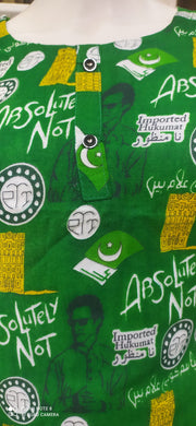 PTI Green Linen print Kurta top SS3317