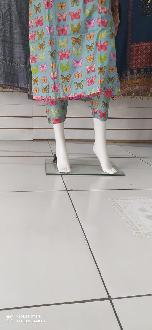 Butterly Dress Linen Peplum Shalwar Kameez Dress SS3311