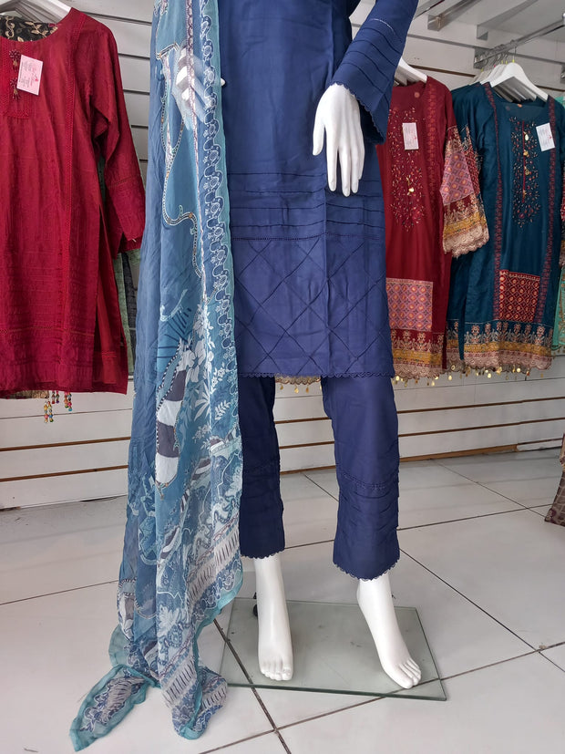 Navy Viscose Shalwar Kameez Dress SS3335