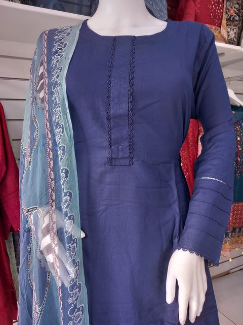 Navy Viscose Shalwar Kameez Dress SS3335