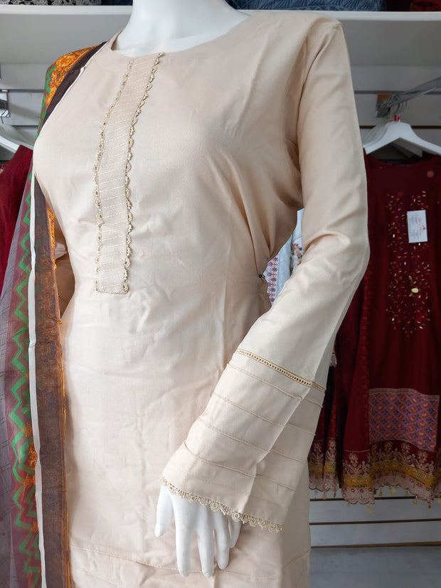 Cream Viscose Shalwar Kameez Dress SS3337