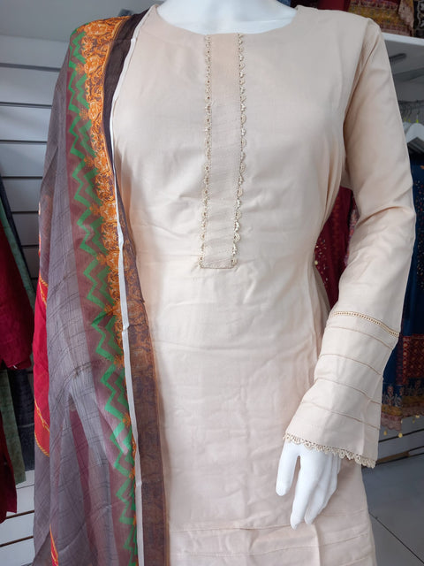 Cream Viscose Shalwar Kameez Dress SS3337