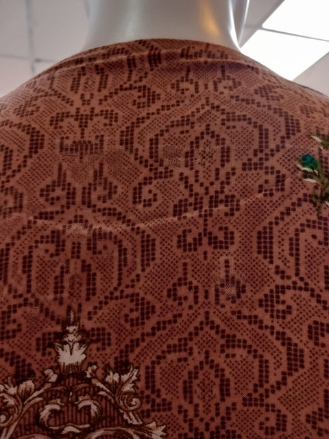 Brown Linen Suit with Shawl Shalwar Kameez Dress SS3340