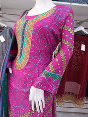 Pink Linen Suit with Shawl Shalwar Kameez Dress SS3357