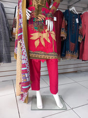Bronze Linen Suit with Shawl Shalwar Kameez Dress SS3361