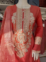 Partywear Peach Winter Dhanak Shalwar Kameez Dress SS3385