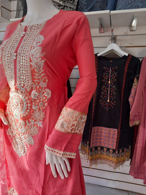 Partywear Peach Winter Dhanak Shalwar Kameez Dress SS3385