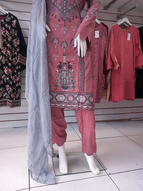 Partywear Pink Winter Dhanak Shalwar Kameez Dress SS3386