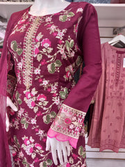 Partywear Plum Winter Dhanak Shalwar Kameez Dress SS3387