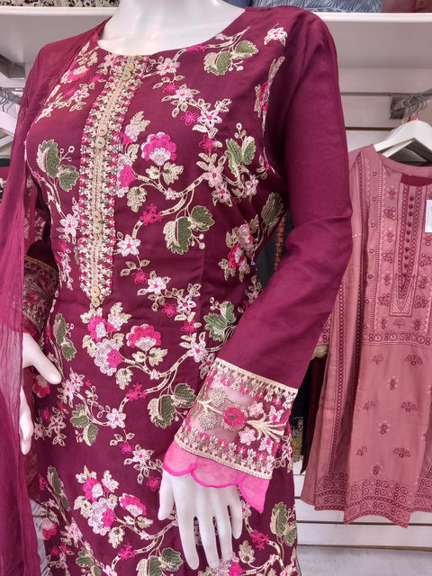 Partywear Plum Winter Dhanak Shalwar Kameez Dress SS3387