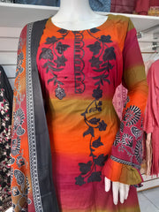Multi Linen Suit with Shawl Shalwar Kameez Dress SS3390