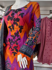 Multi Linen Suit with Shawl Shalwar Kameez Dress SS3391