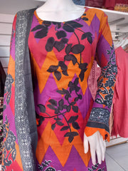 Multi Linen Suit with Shawl Shalwar Kameez Dress SS3391