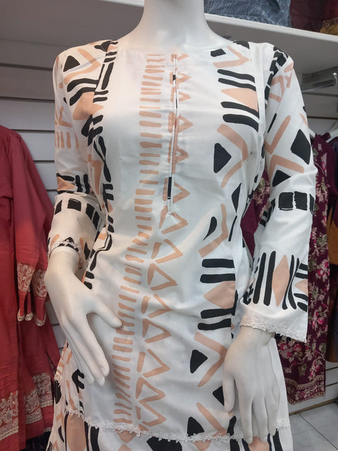 Winter White 2PC Shalwar Kameez Dress SS3416