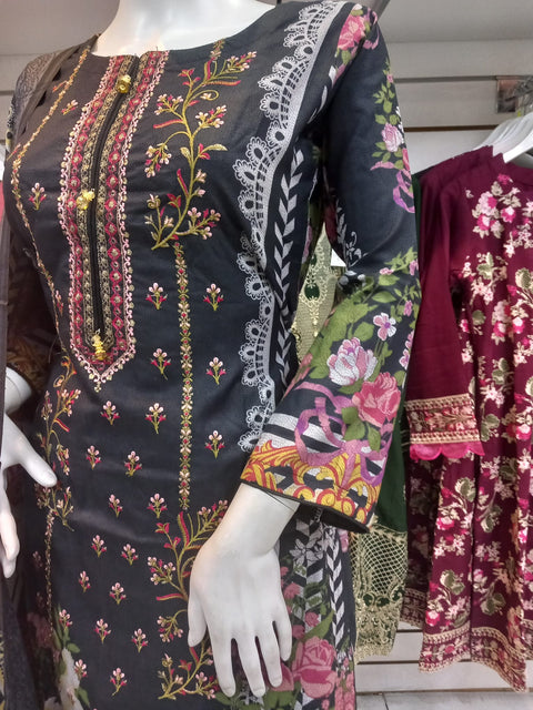 Black Winter Alpine Shalwar Kameez Dress SS3433