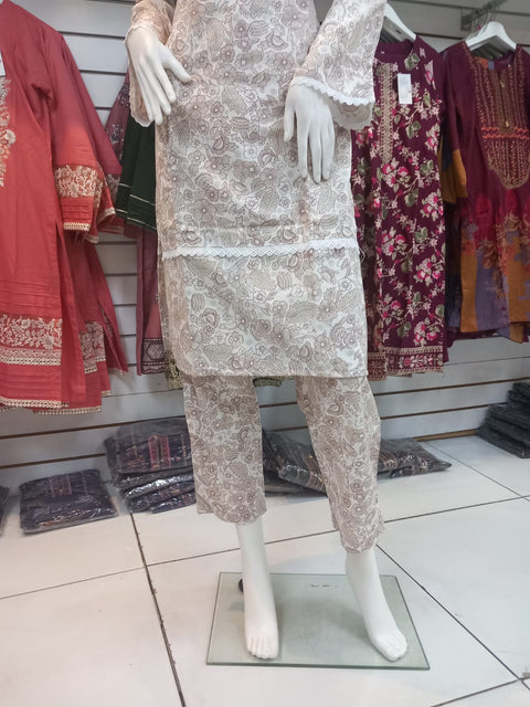 Winter Cream 2PC Shalwar Kameez Dress SS3432