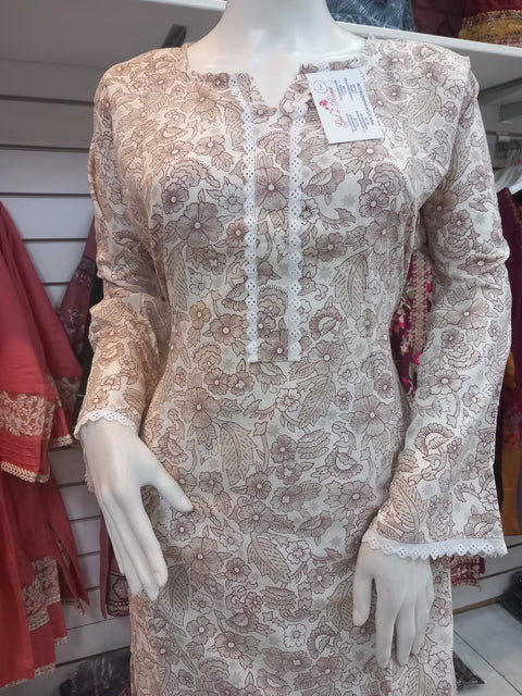 Winter Cream 2PC Shalwar Kameez Dress SS3432