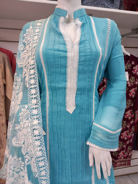 Blue Designer Gulerana Chiffon Shalwar Kameez SS3445