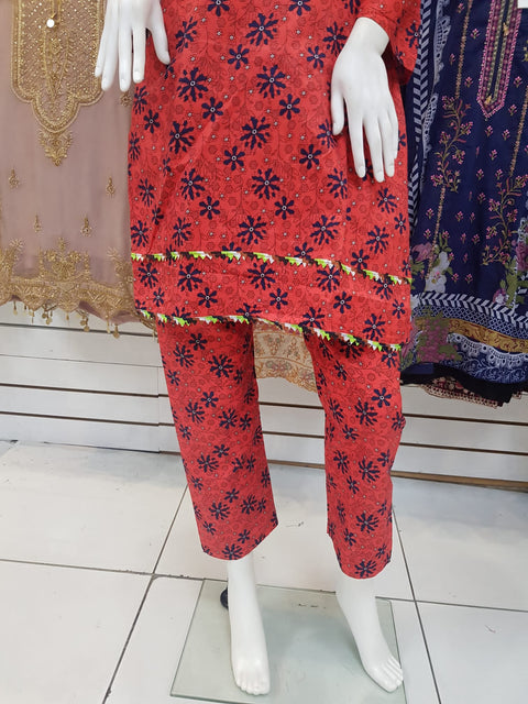 Khaddar Red 2PC Shalwar Kameez Dress SS3463