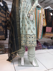 Mint Linen 3PC Anarkali Shalwar Kameez Dress SS3517