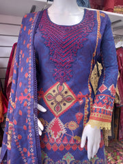 Blue Winter Linen 3PC Shalwar Kameez Dress SS3524