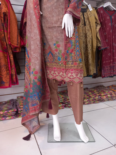 Gold Winter Linen 3PC Shalwar Kameez Dress SS3526