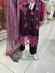 Purple Dhanak 3PC Shalwar Kameez Dress SS3561