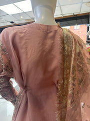 Eid Pink Premium Organza 3PC Shalwar Kameez Ready to wear SS3581