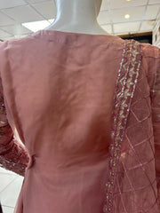 Eid Pink Premium Organza 3PC Shalwar Kameez Ready to wear SS3575
