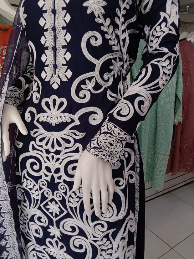 SS3918- Linen Embroidery - Readymade - Shalwar Kameez 3PC