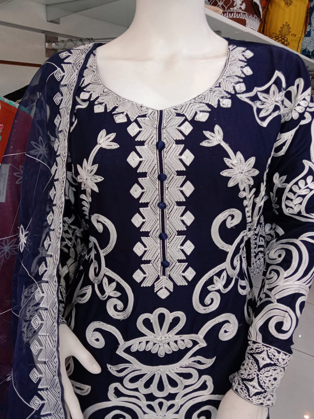 SS3918- Linen Embroidery - Readymade - Shalwar Kameez 3PC