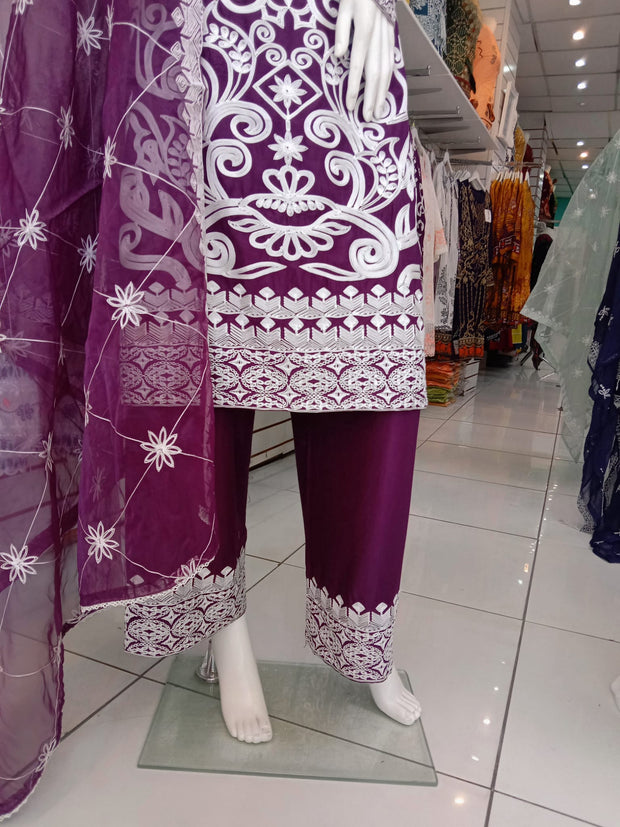 SS3920- Linen Embroidery - Readymade - Shalwar Kameez 3PC