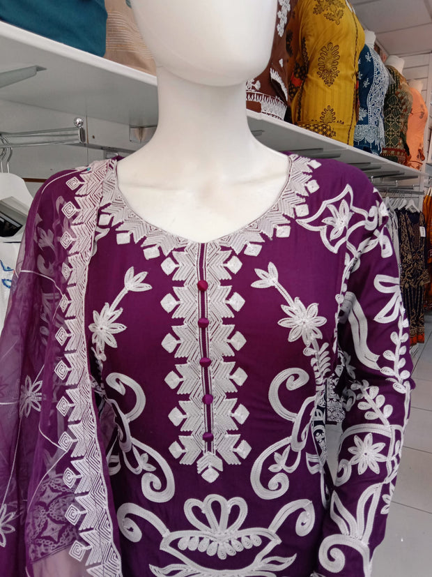 SS3920- Linen Embroidery - Readymade - Shalwar Kameez 3PC