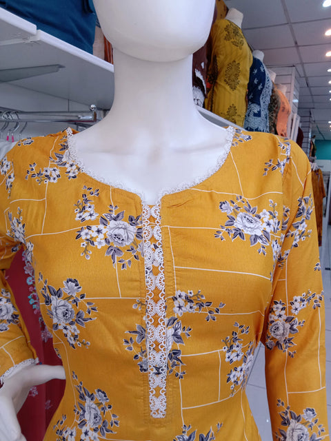 Yellow 2PC Soft Cotton Shalwar Kameez Dress SS3932