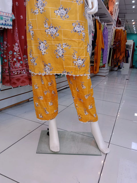 Yellow 2PC Soft Cotton Shalwar Kameez Dress SS3932