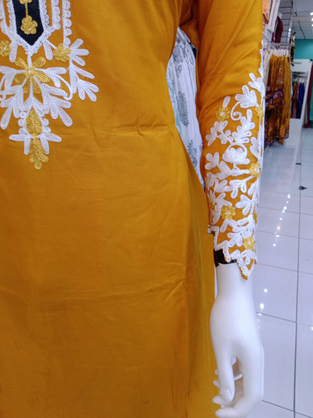 Mustard Linen 3PC Shalwar Kameez Dress SS3928