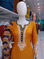 Mustard Linen 3PC Shalwar Kameez Dress SS3928